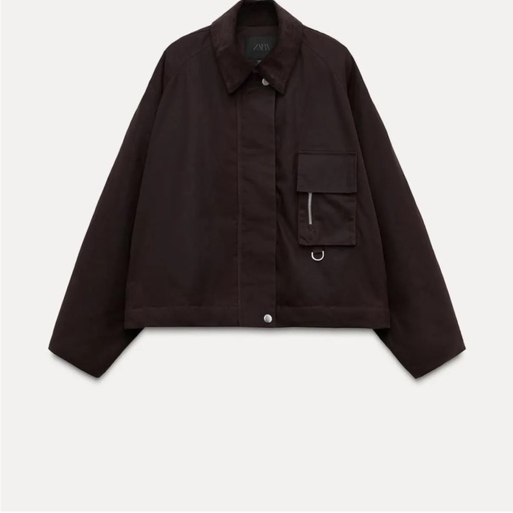 Zara WAXED JACKET WITH CORDUROY COLLAR